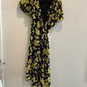 Michael Kors Black Maxi Dress with Yellow Floral Print